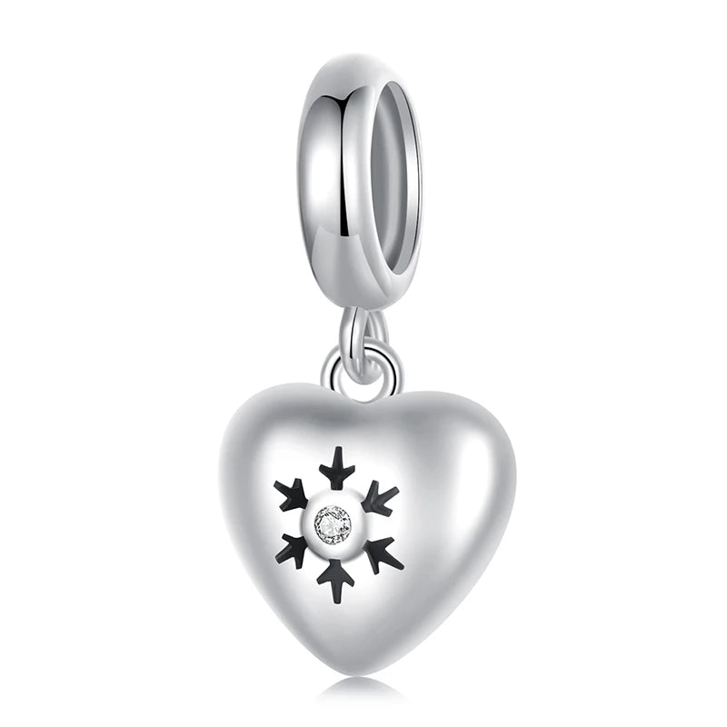WOSTU 925 Sterling Silver Love Heart Charms Lotus Star Pendant Rib Beads Fit Bracelet Necklace Girl DIY Valentine Birthday Gift