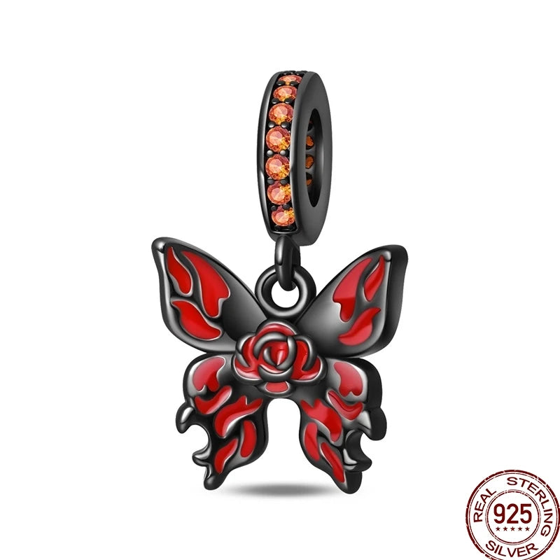 New Halloween Charms Beads 925 Sterling Silver Jack-o'-lantern Skull Bat Witch Hat Candy Luminous Charm Fit Bracelet DIY Jewelry