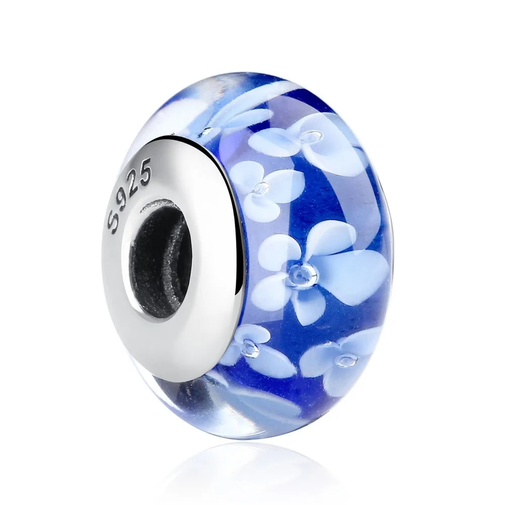 Midnight Blossom Murano Glass Charm