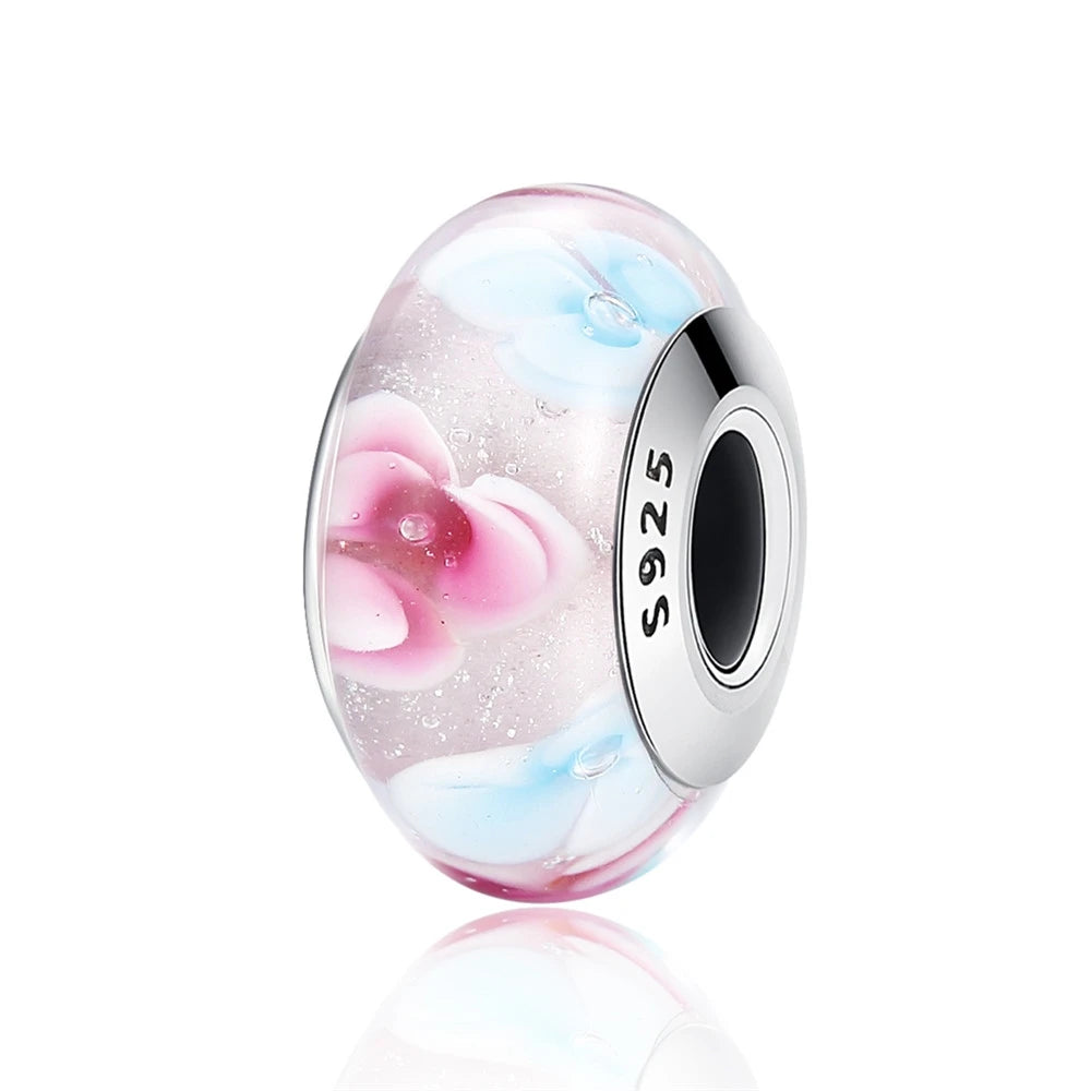 Cotton Candy Bloom Murano Glass Charm