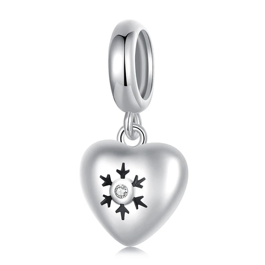 WOSTU 925 Sterling Silver Love Heart Charms Lotus Star Pendant Rib Beads Fit Bracelet Necklace Girl DIY Valentine Birthday Gift
