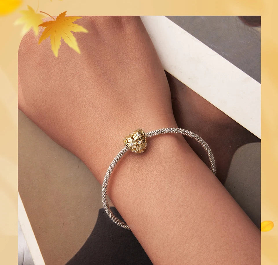 Golden Heart Clover Charm