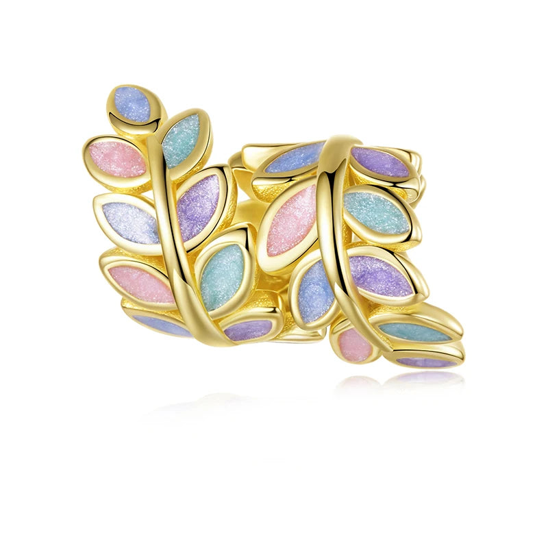 Golden Pastel Leaf Charm
