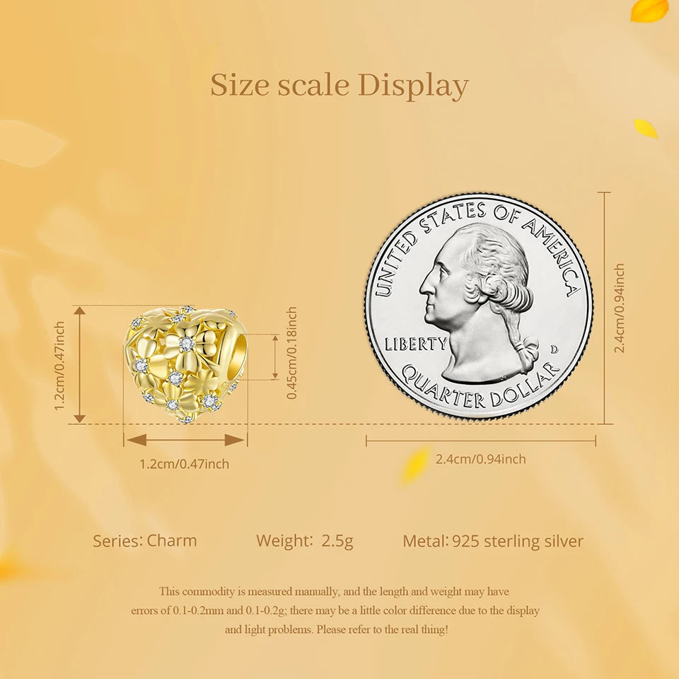 Golden Heart Clover Charm