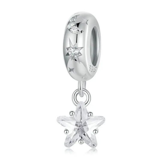 WOSTU 925 Sterling Silver Love Heart Charms Lotus Star Pendant Rib Beads Fit Bracelet Necklace Girl DIY Valentine Birthday Gift