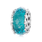 Blue Frost Murano Glass Charm