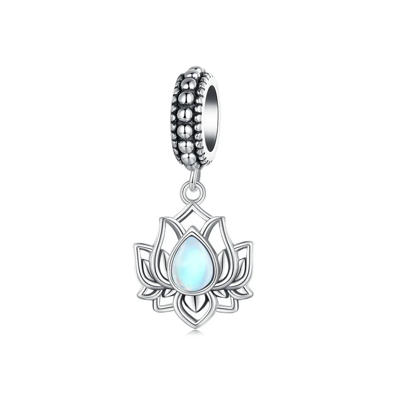 WOSTU 925 Sterling Silver Love Heart Charms Lotus Star Pendant Rib Beads Fit Bracelet Necklace Girl DIY Valentine Birthday Gift