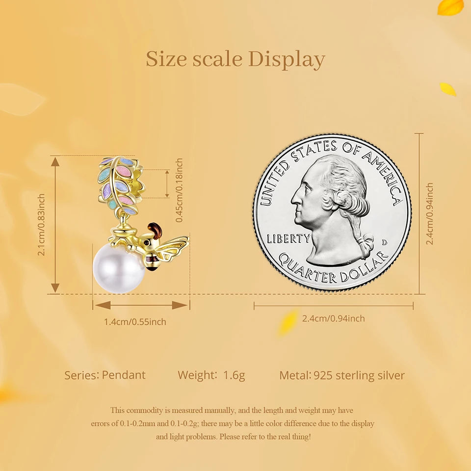 Golden Bee & Pear Dangle Charm