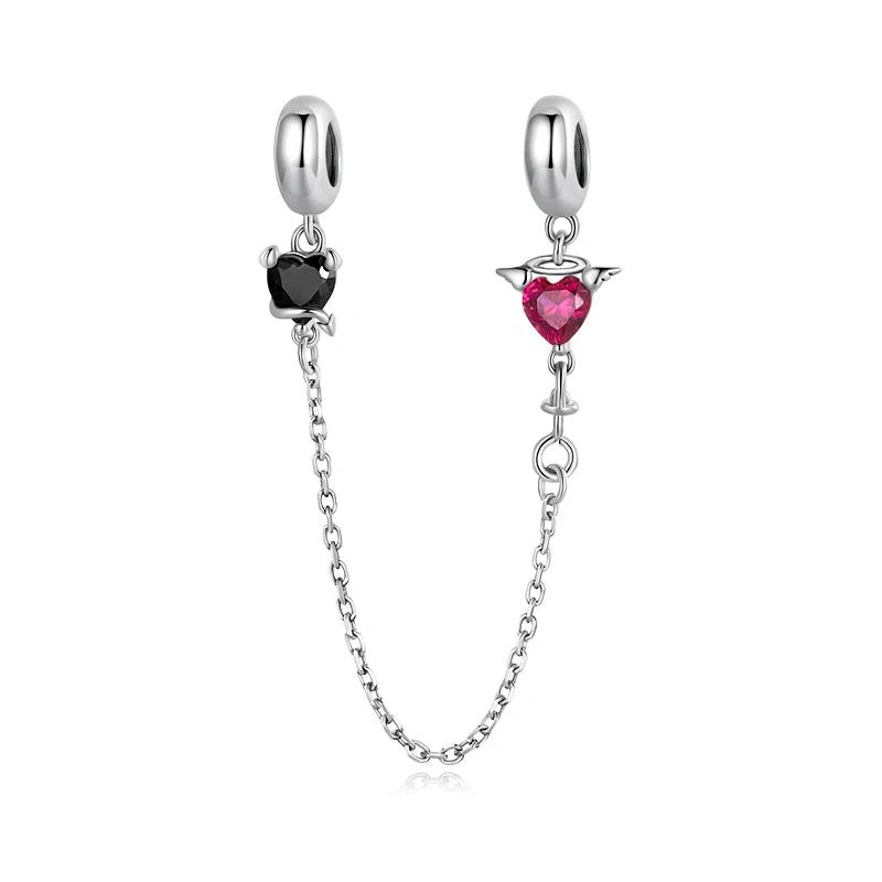 WOSTUS 925 Sterling Silver Honey Bee Safety Chain Star Moon Beads Heart Charm Fit Original Bracelet Bangle DIY Jewelry Making
