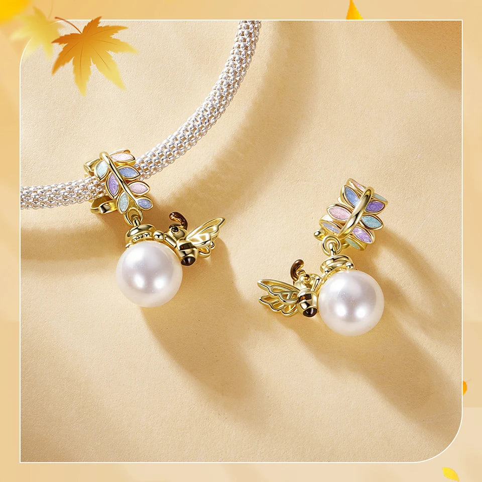 Golden Bee & Pear Dangle Charm