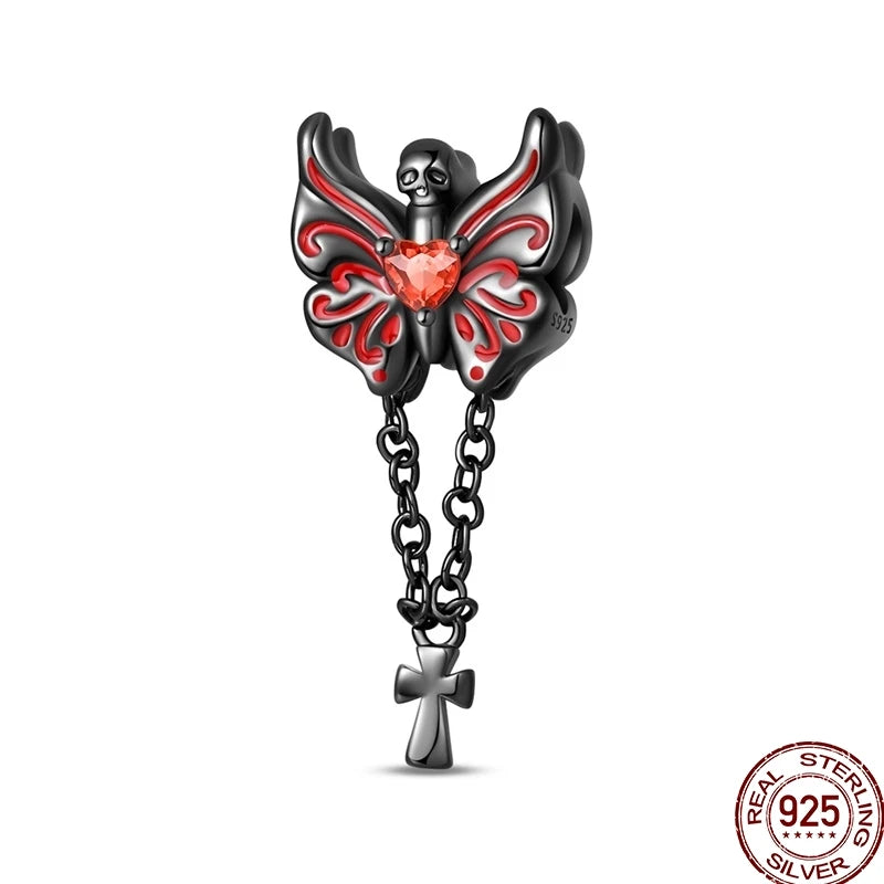 New Halloween Charms Beads 925 Sterling Silver Jack-o'-lantern Skull Bat Witch Hat Candy Luminous Charm Fit Bracelet DIY Jewelry