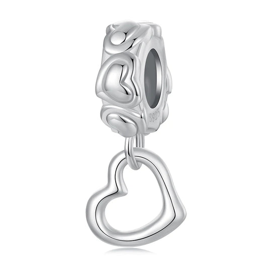 WOSTU 925 Sterling Silver Love Heart Charms Lotus Star Pendant Rib Beads Fit Bracelet Necklace Girl DIY Valentine Birthday Gift