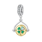 Spinning Lucky Clover Wishbone Dangle Charm