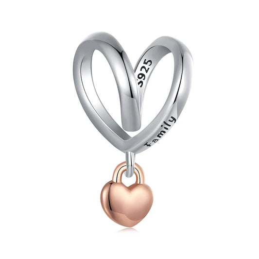 WOSTU 925 Sterling Silver Love Heart Charms Lotus Star Pendant Rib Beads Fit Bracelet Necklace Girl DIY Valentine Birthday Gift