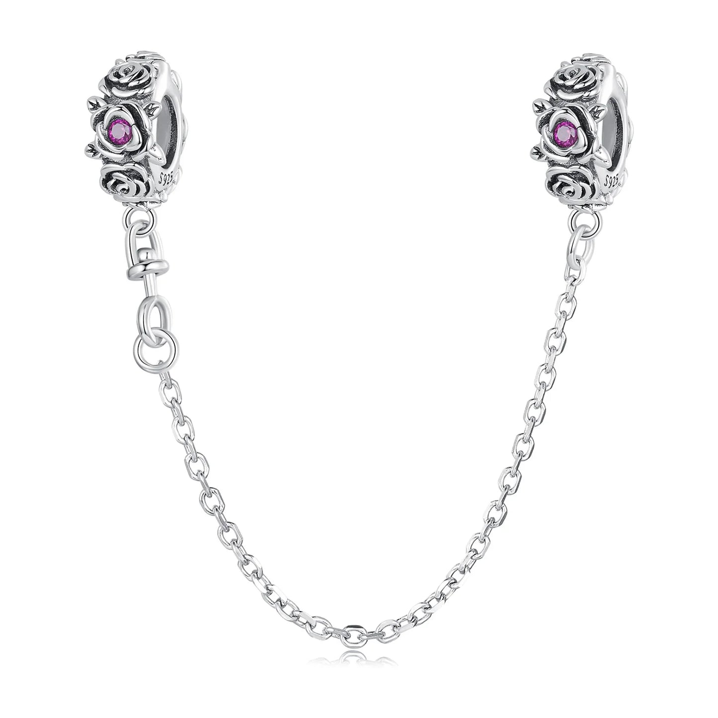 WOSTUS 925 Sterling Silver Honey Bee Safety Chain Star Moon Beads Heart Charm Fit Original Bracelet Bangle DIY Jewelry Making