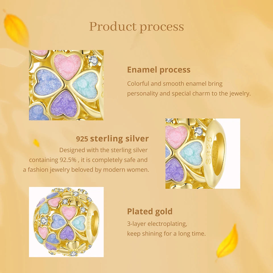 Golden Pastel Heart Bloom Charm