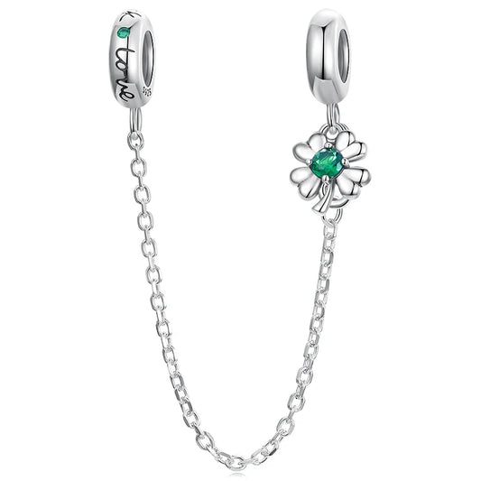 WOSTUS 925 Sterling Silver Honey Bee Safety Chain Star Moon Beads Heart Charm Fit Original Bracelet Bangle DIY Jewelry Making