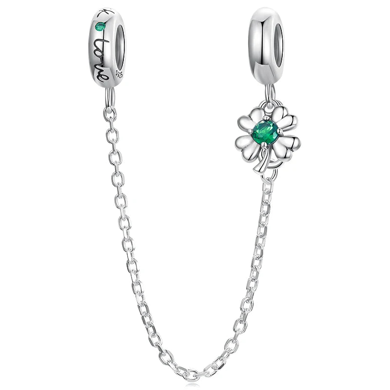 WOSTUS 925 Sterling Silver Honey Bee Safety Chain Star Moon Beads Heart Charm Fit Original Bracelet Bangle DIY Jewelry Making