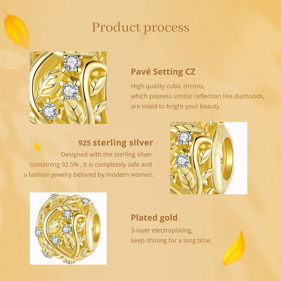 Golden Autumn Vine Charm