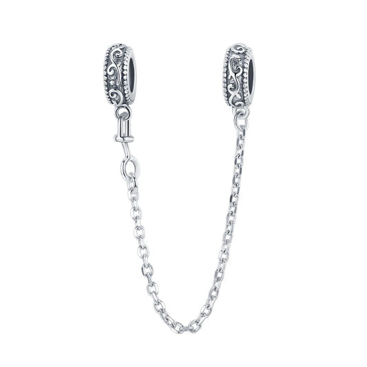 WOSTUS 925 Sterling Silver Honey Bee Safety Chain Star Moon Beads Heart Charm Fit Original Bracelet Bangle DIY Jewelry Making