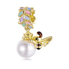 Golden Bee & Pear Dangle Charm