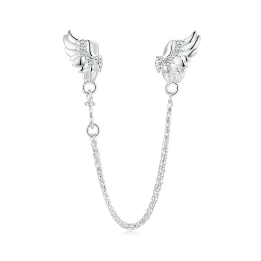WOSTUS 925 Sterling Silver Honey Bee Safety Chain Star Moon Beads Heart Charm Fit Original Bracelet Bangle DIY Jewelry Making