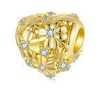 Golden Heart Clover Charm