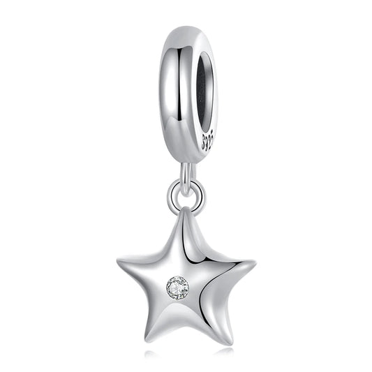 WOSTU 925 Sterling Silver Love Heart Charms Lotus Star Pendant Rib Beads Fit Bracelet Necklace Girl DIY Valentine Birthday Gift