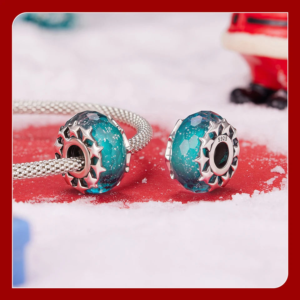 Blue Frost Murano Glass Charm