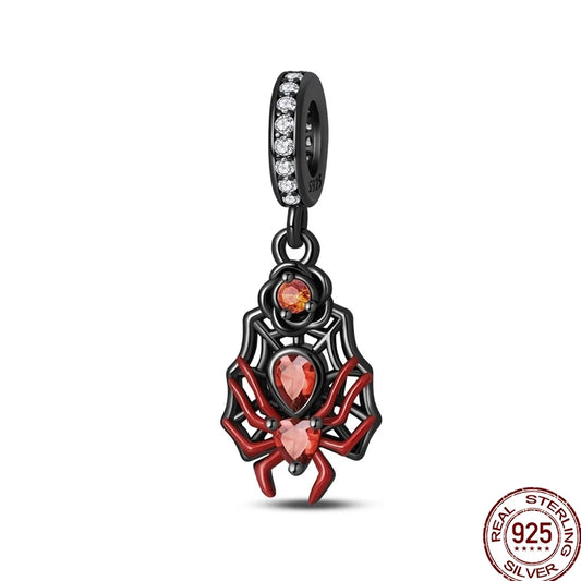 New Halloween Charms Beads 925 Sterling Silver Jack-o'-lantern Skull Bat Witch Hat Candy Luminous Charm Fit Bracelet DIY Jewelry