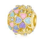 Golden Pastel Heart Bloom Charm