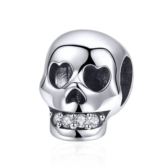 WOSTU 925 Sterling Silver Halloween Gift Purple Pendant Punk Skeleton Hand Bead Skull Butterfly Charm Fit DIY  Bracelet Necklace