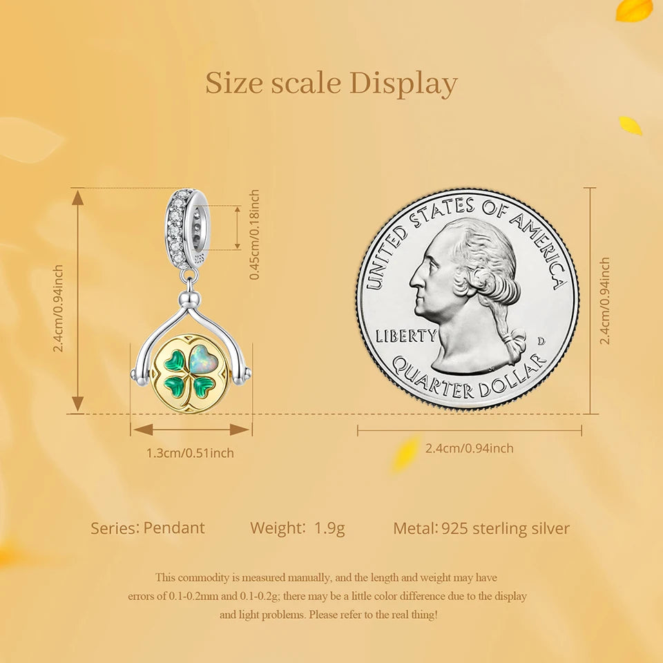 Spinning Lucky Clover Wishbone Dangle Charm