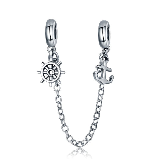WOSTUS 925 Sterling Silver Honey Bee Safety Chain Star Moon Beads Heart Charm Fit Original Bracelet Bangle DIY Jewelry Making