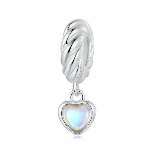 WOSTU 925 Sterling Silver Heart Clip Charm Pendant With Clear CZ Stopper Beads Fit Original Bracelet Necklace DIY Jewelry Gift