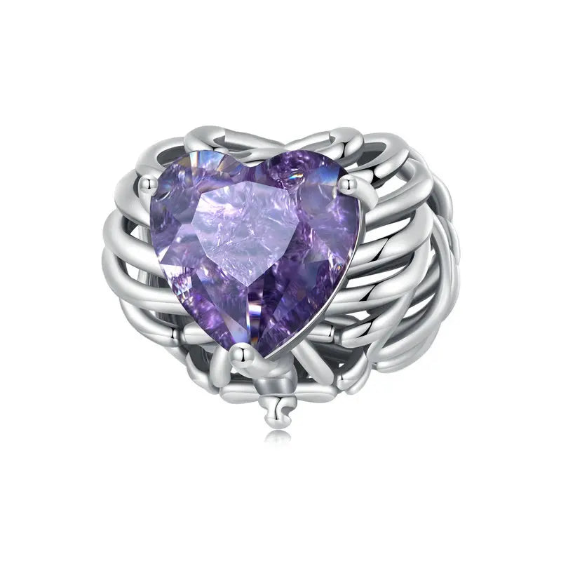 Amethyst Bound Heart Charm