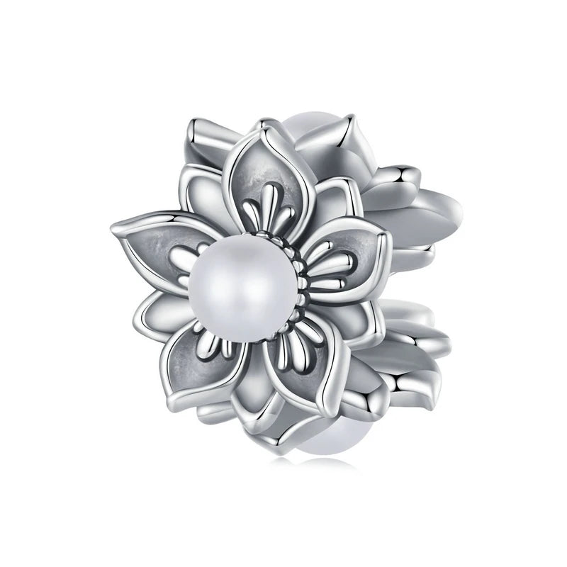 WOSTU 925 Sterling Silver Natural Pearl Flower Charms Star Moon Pendant Retro Heart Beads Safty Chain Fit DIY Bracelet Necklace